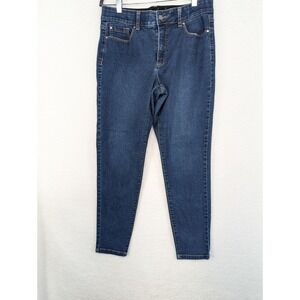 Jones New York Jeans Womens Stretch Blue Madison Skinny Ankle Dark Wash Denim 10